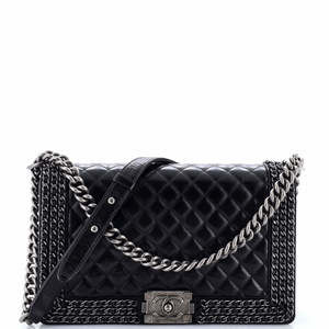 Chanel New Medium Chained Boy Flap Bag Quilted Glazed Calfskin